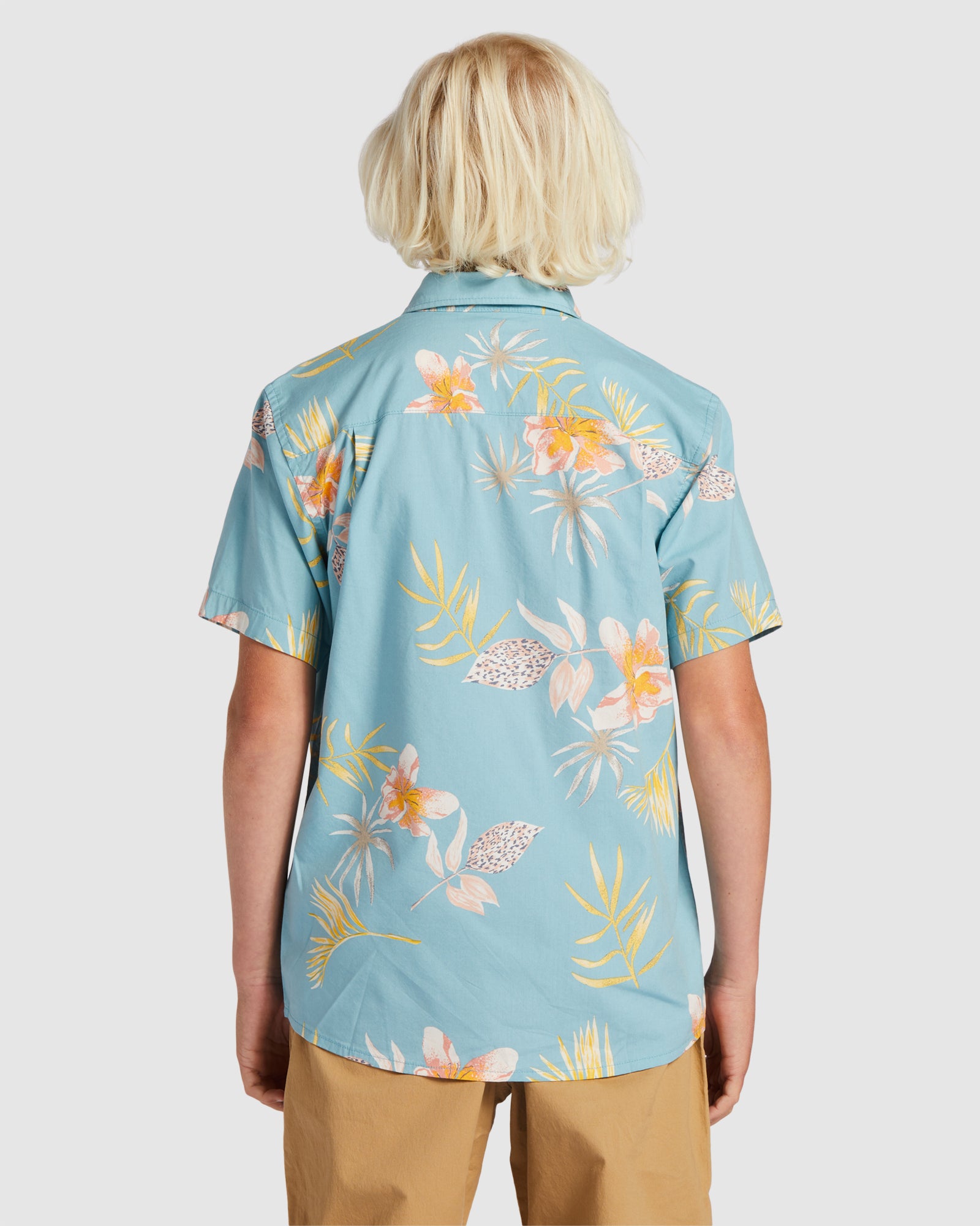 Boys 8-16 Tropical Floral Short Sleeve Shirt