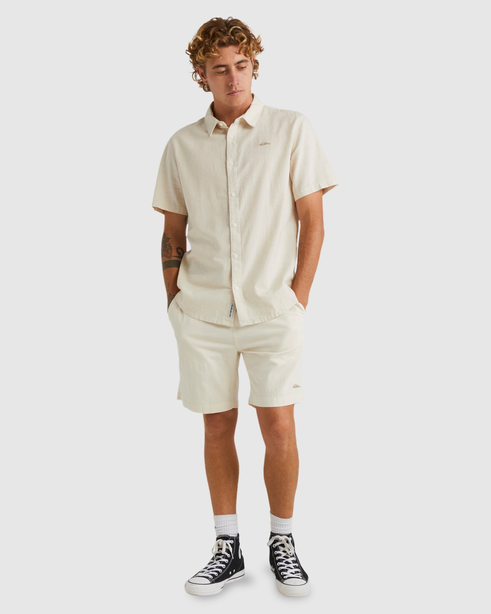 Mens Palm Waves Short Sleeve Shirt