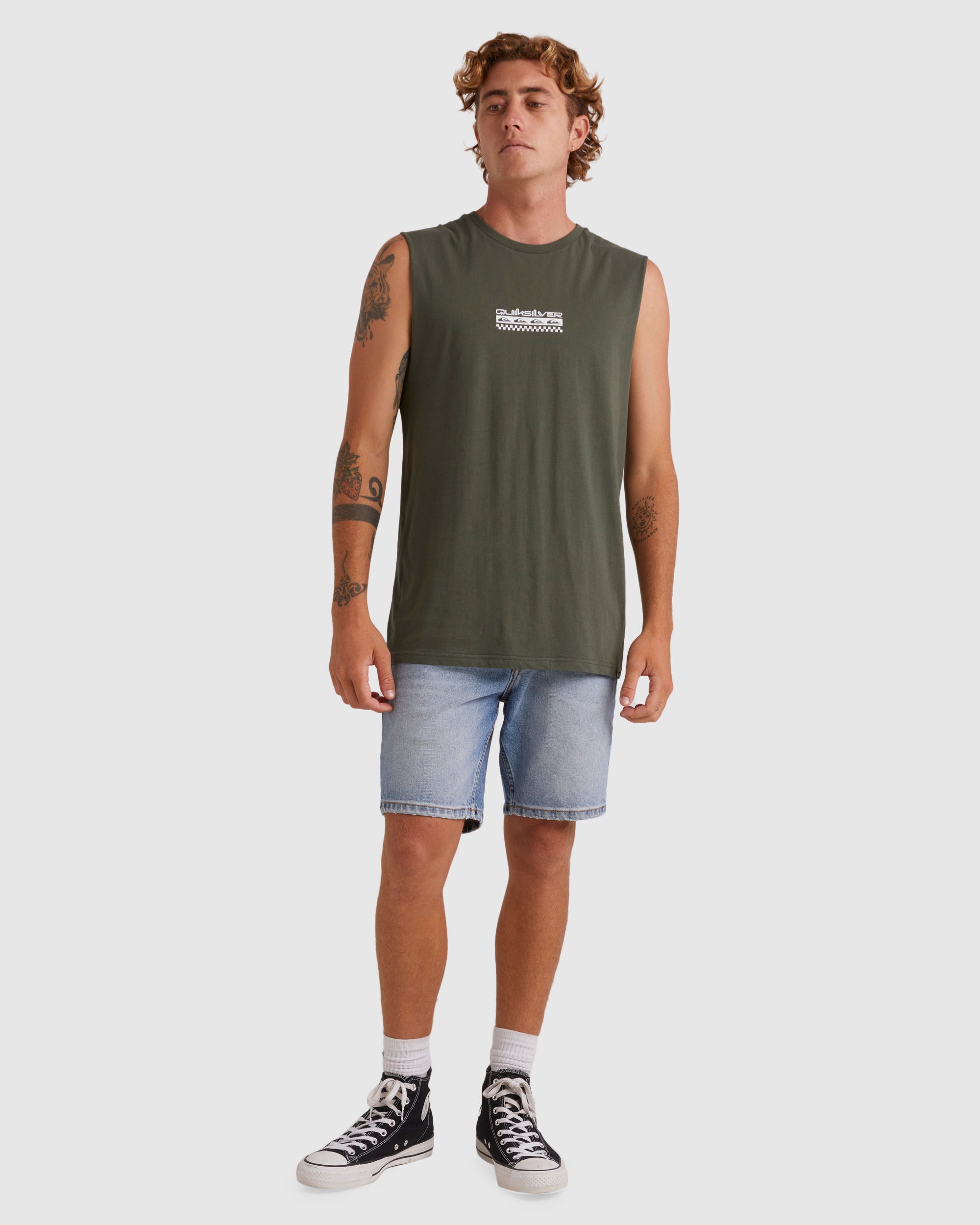 Mens Omni Check Turn Sleeveless Muscle T-Shirt