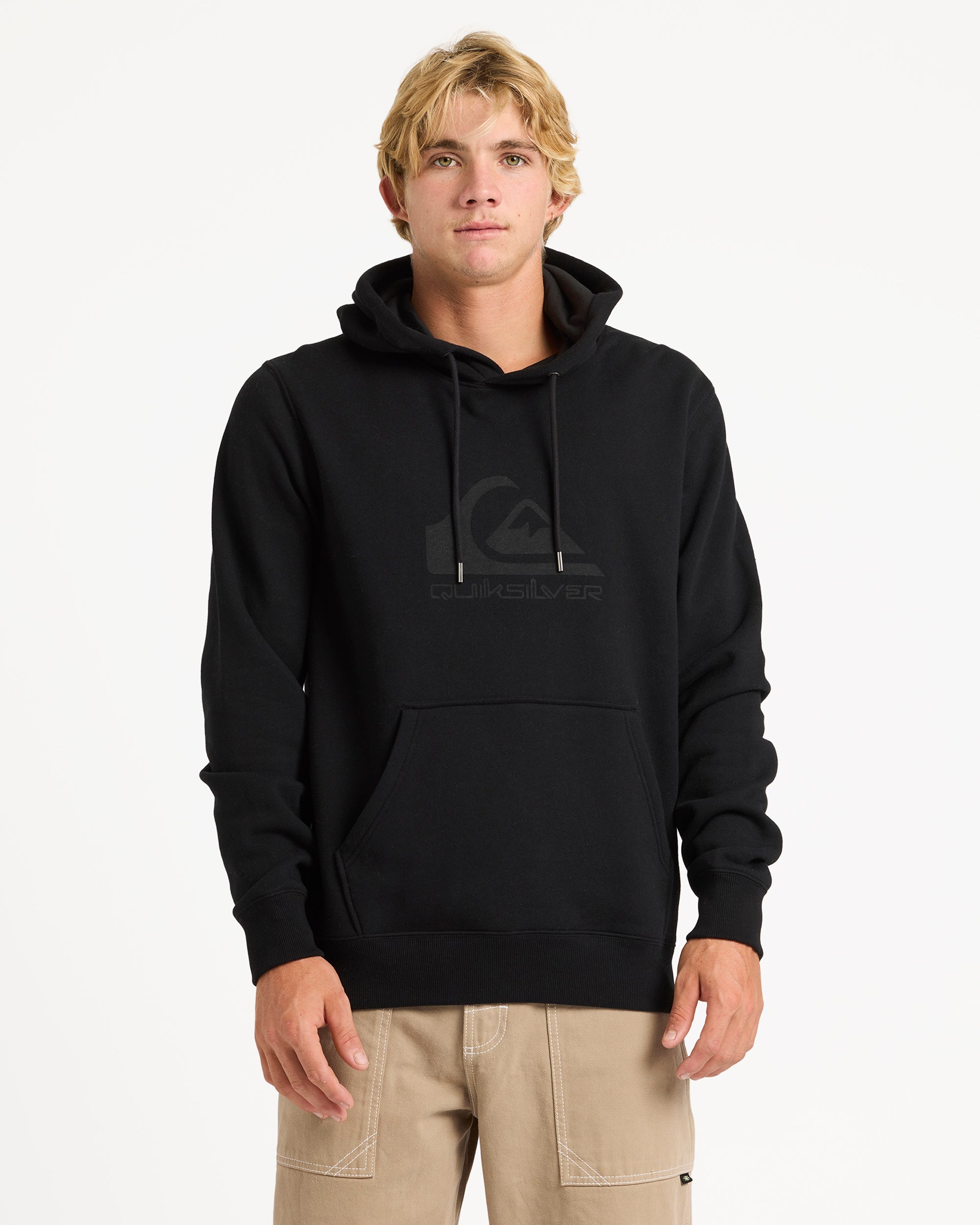 Mens Comp Logo Pullover Hoodie – Black – Quiksilver AU