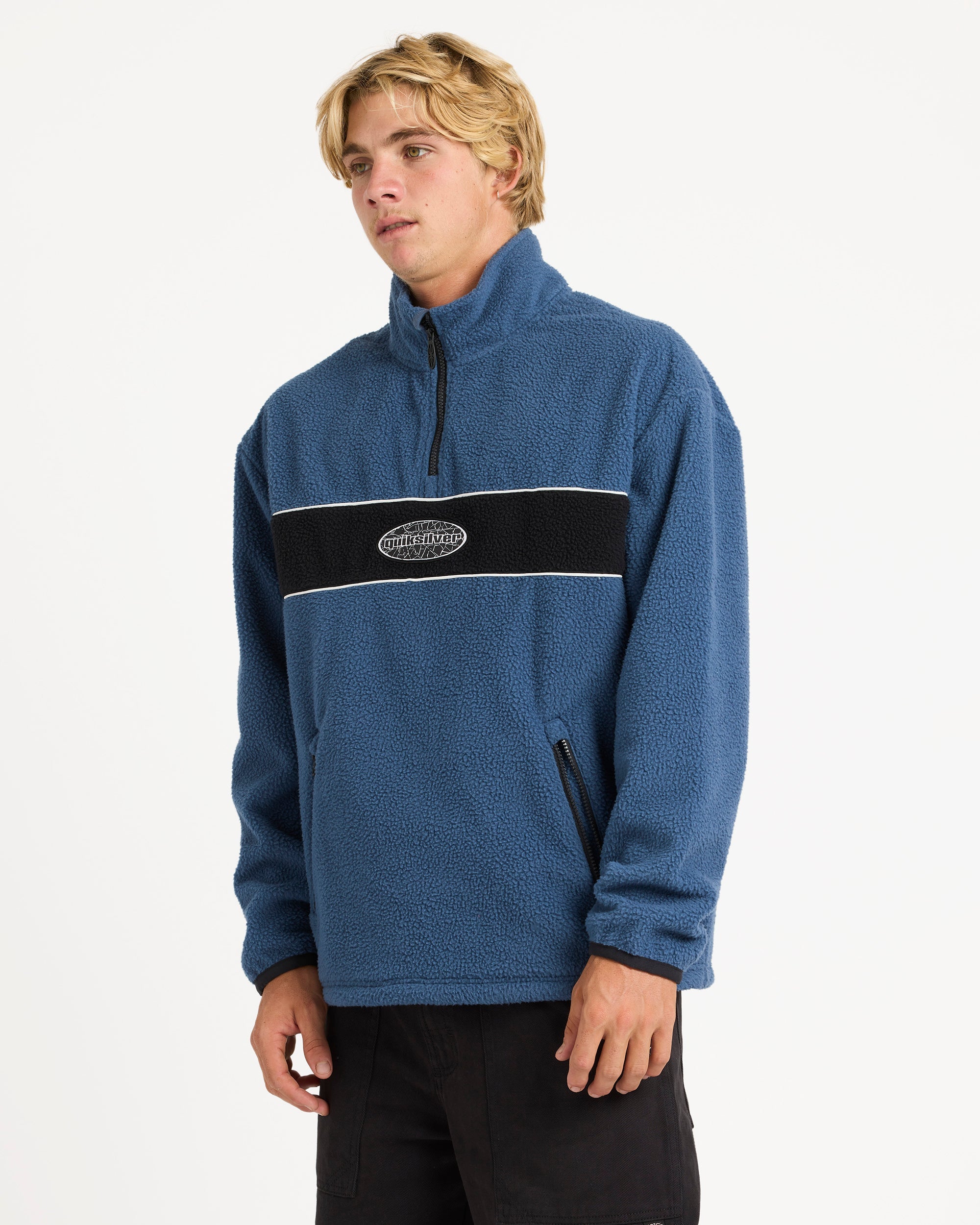 Mens Mercury Panel 1/4 Zip Fleece Jumper – Dark Denim – Quiksilver AU