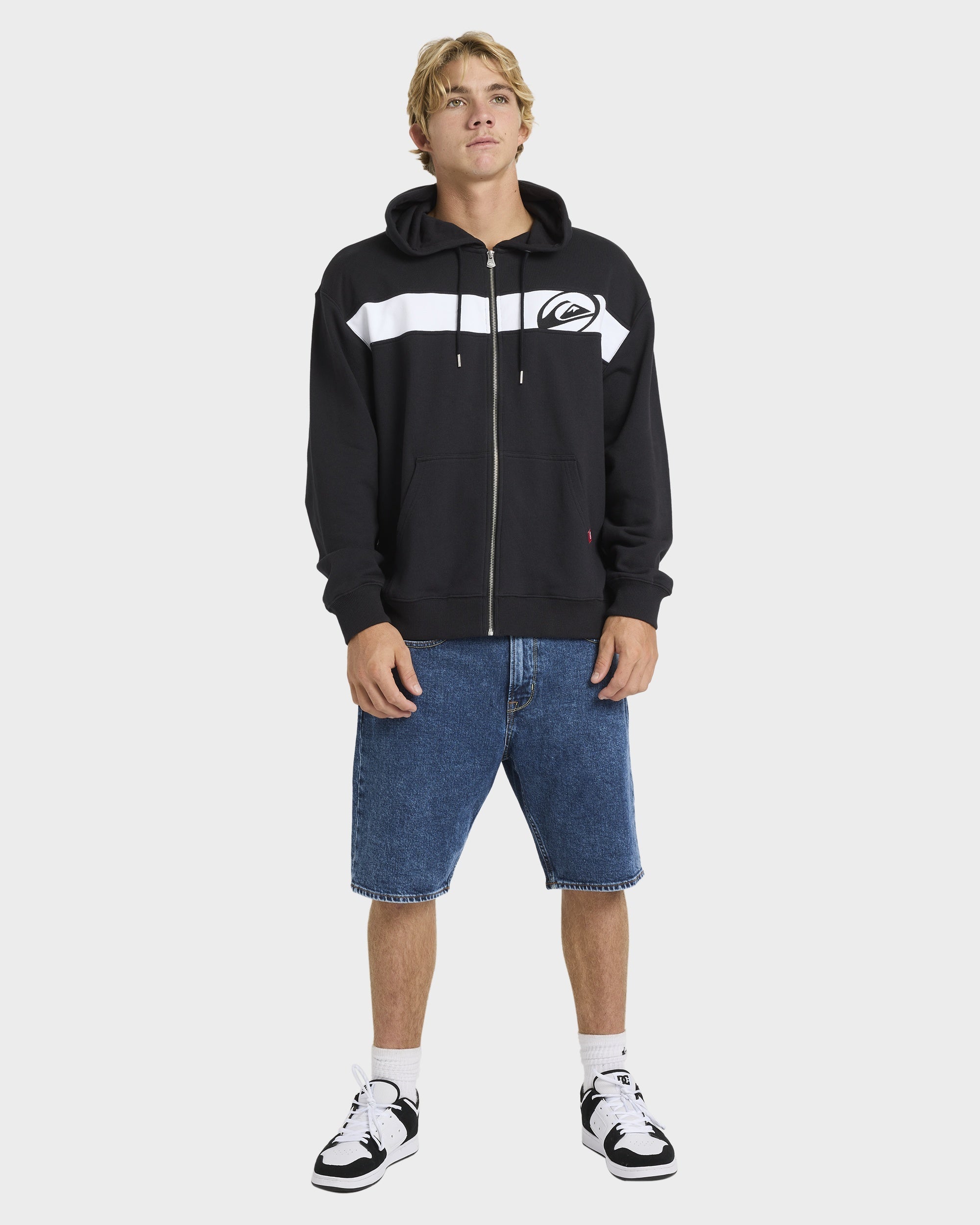 Mens Tilt Panel Zip Up Hoodie – Black – Quiksilver AU