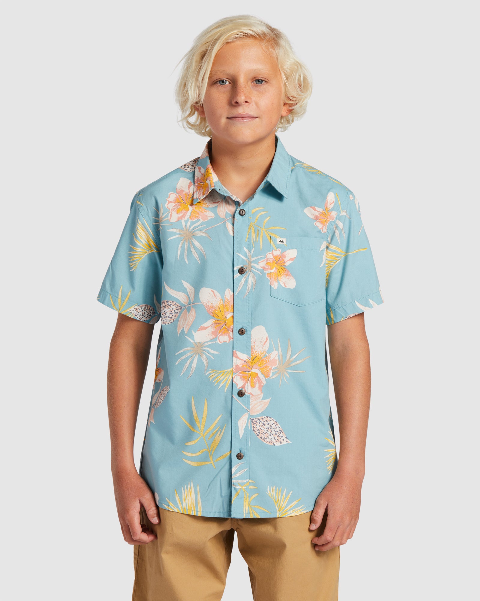 Boys 8-16 Tropical Floral Short Sleeve Shirt