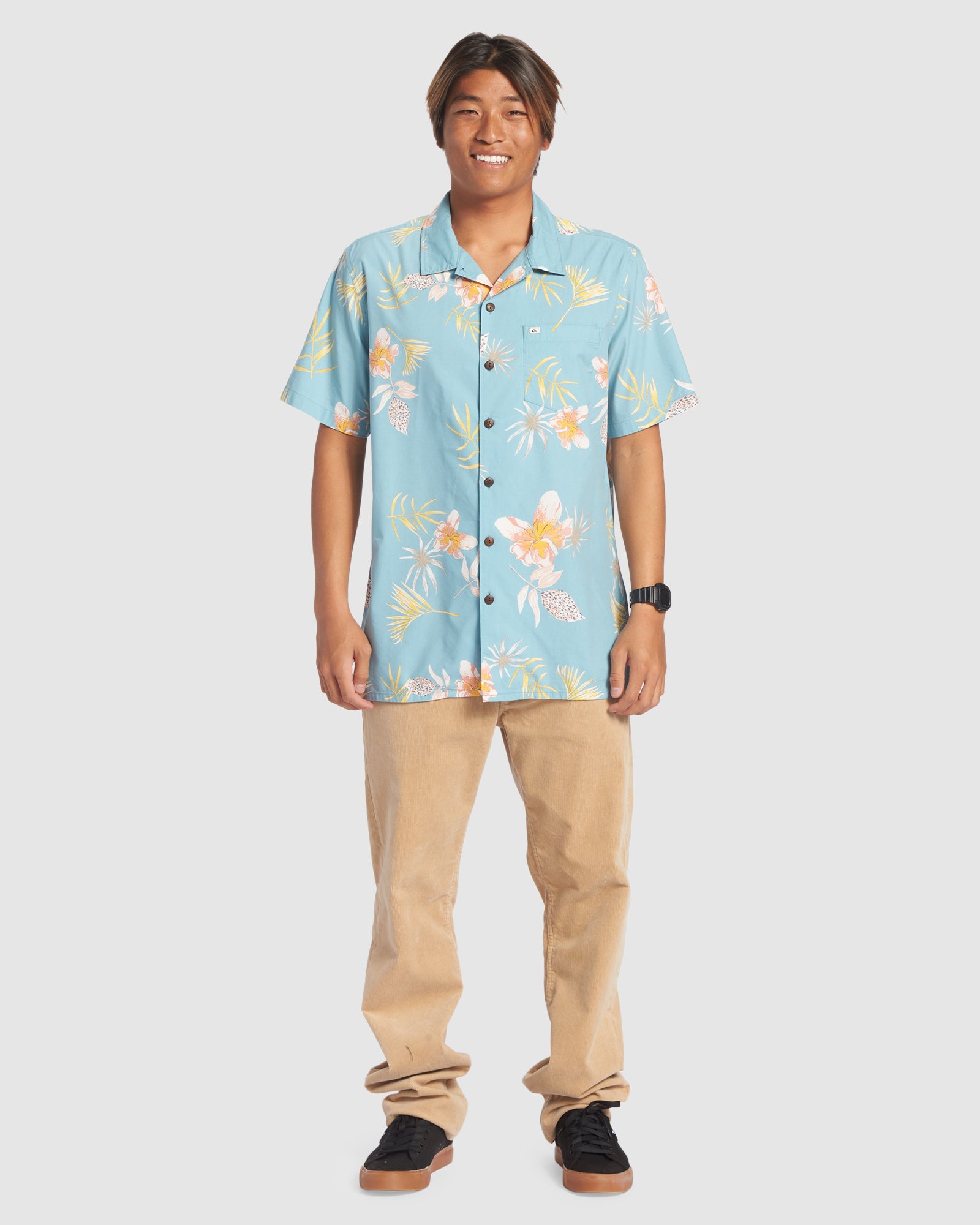 Mens Tropical Floral Short Sleeve Shirt