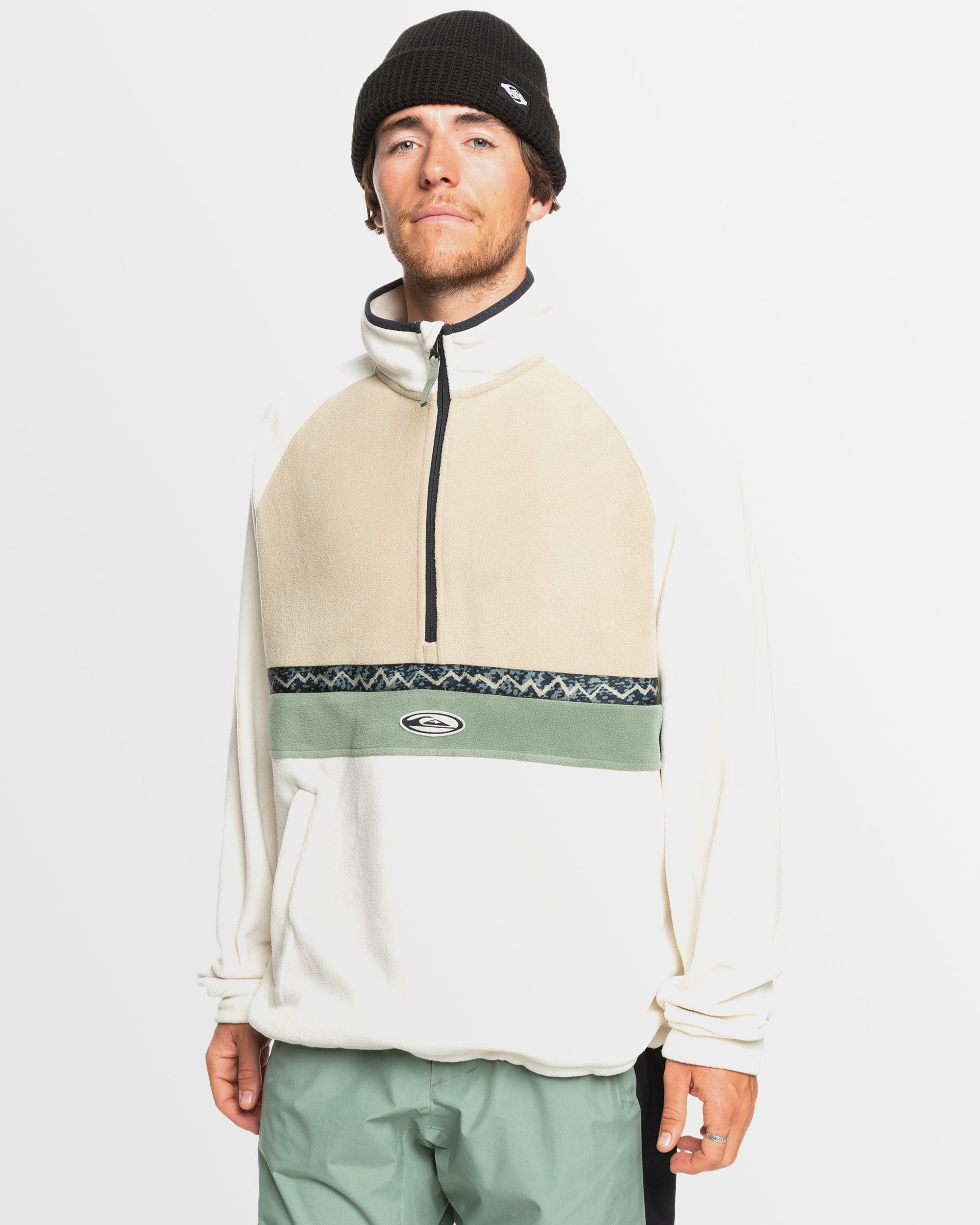 Mens Champagne Powder Half Zip Sweatshirt – Birch – Quiksilver AU