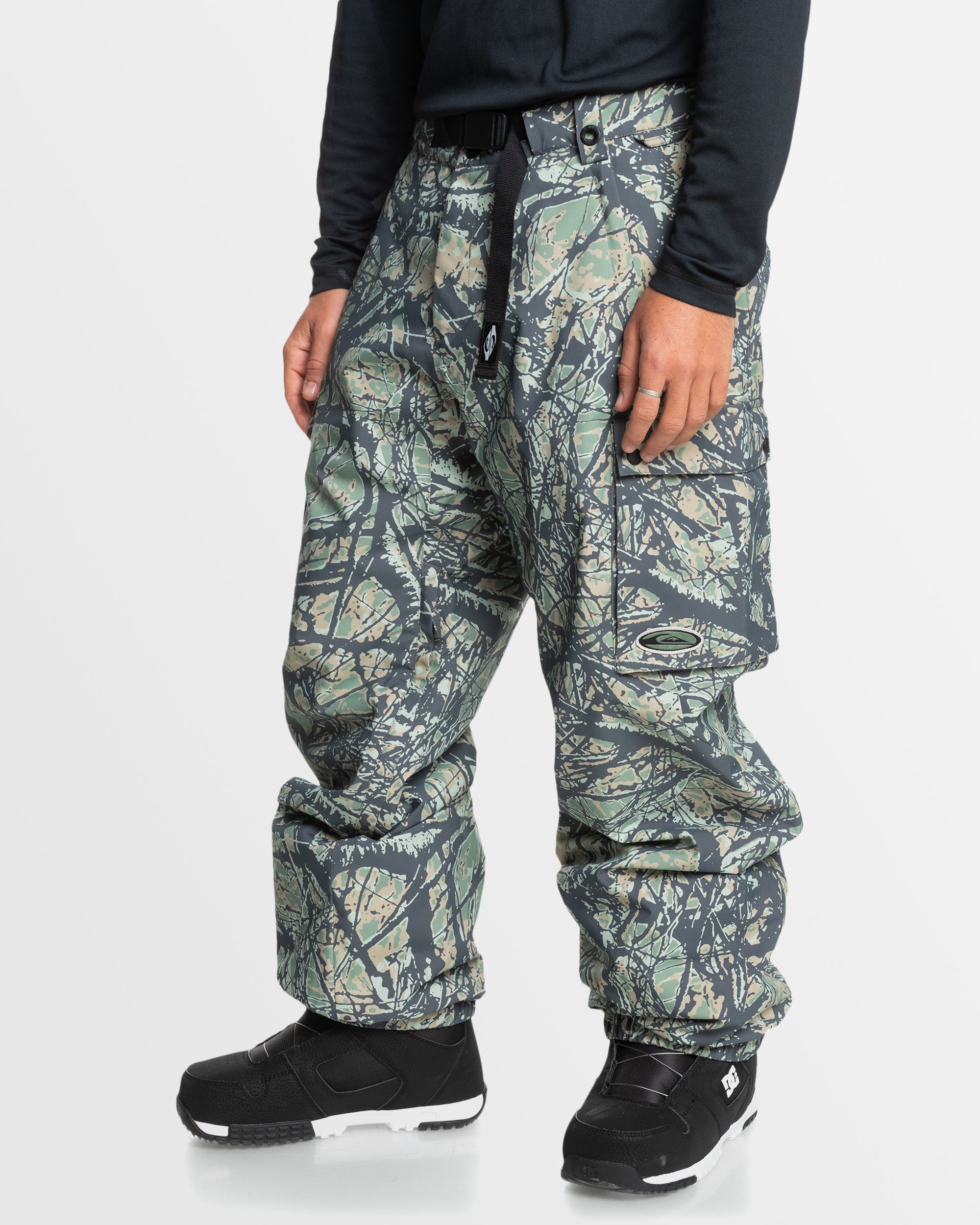 Mens Snow Down Snow Pants – Woodland Abstract Sea Spray