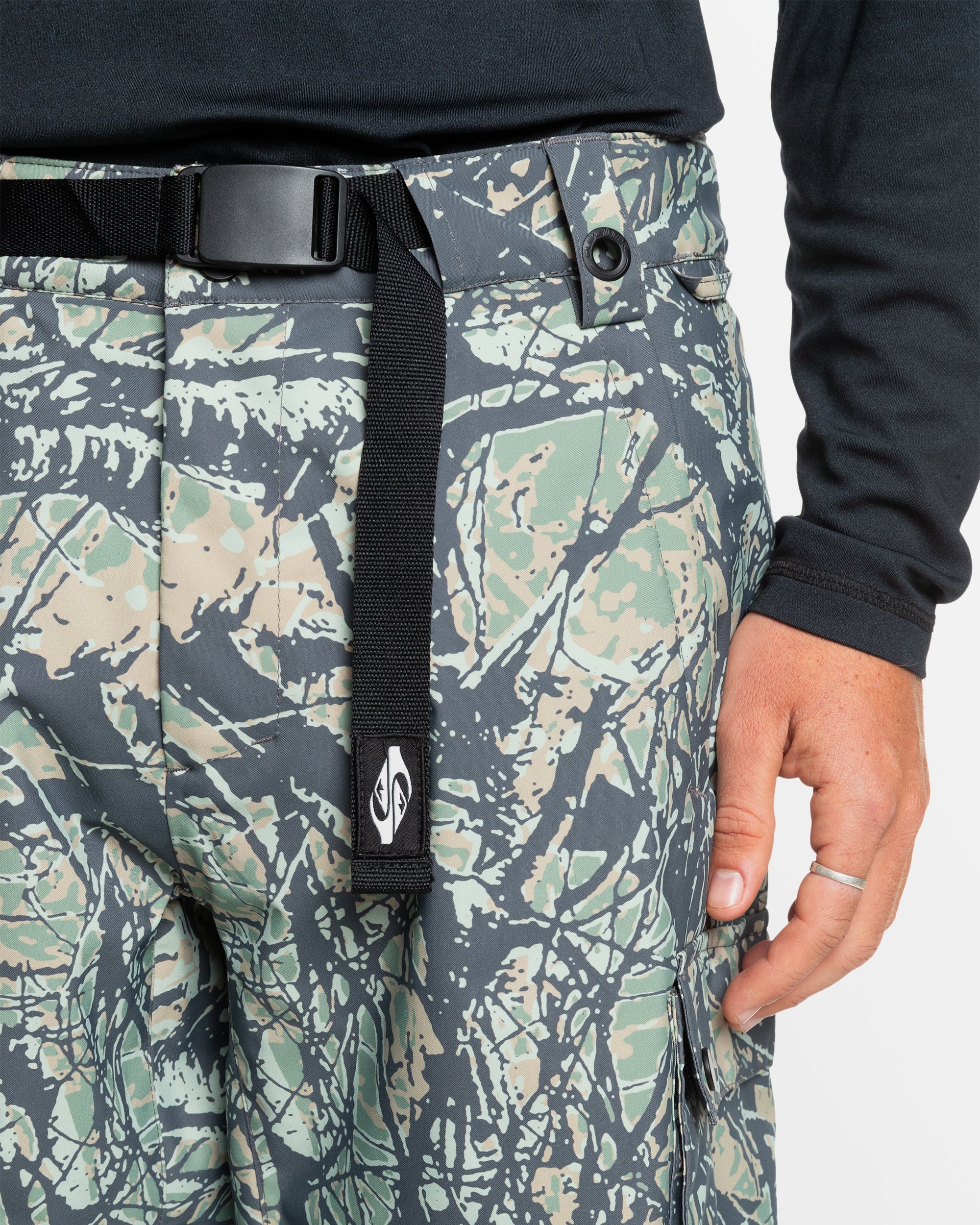Mens Snow Down Snow Pants – Woodland Abstract Sea Spray