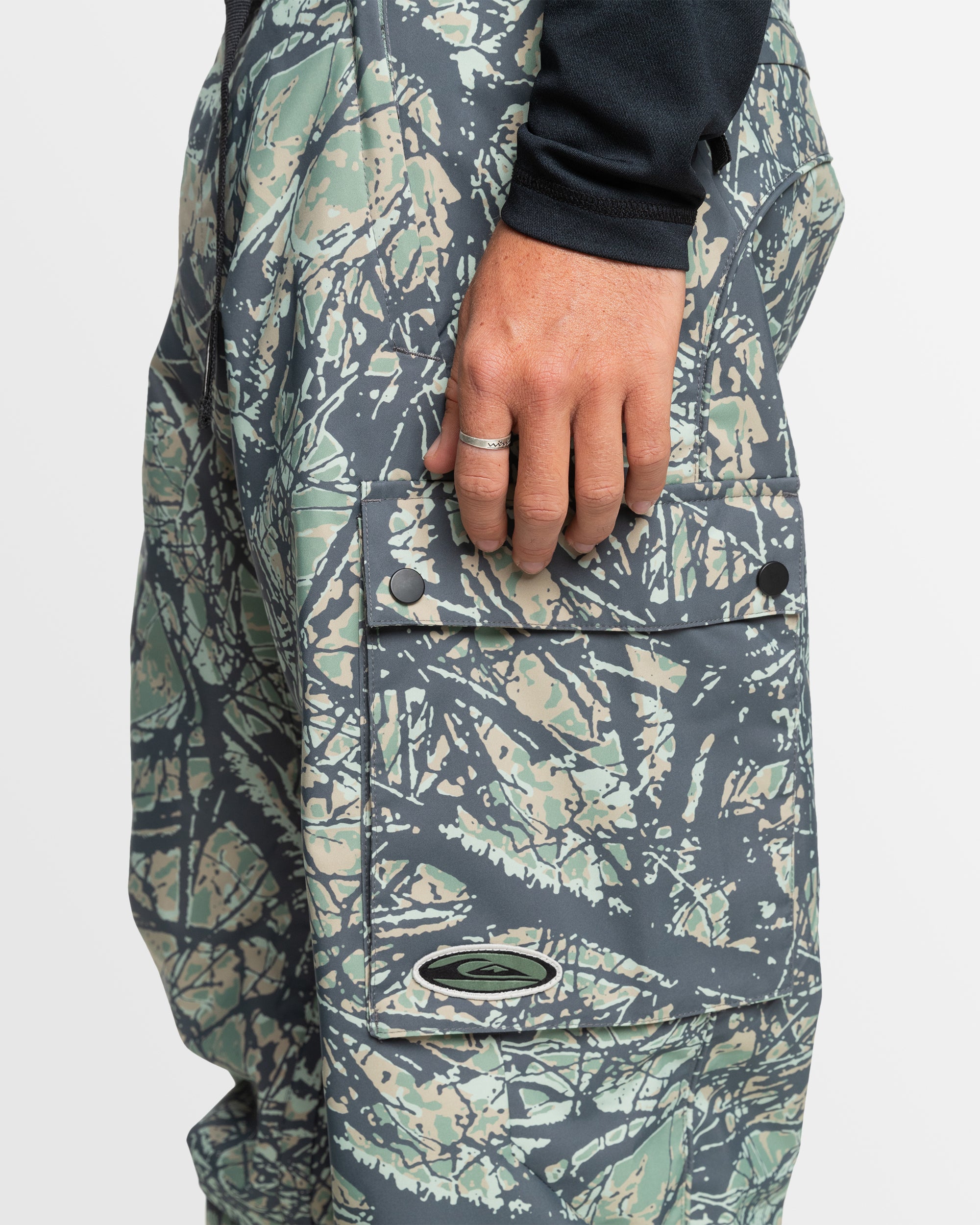 Mens Snow Down Snow Pants – Woodland Abstract Sea Spray