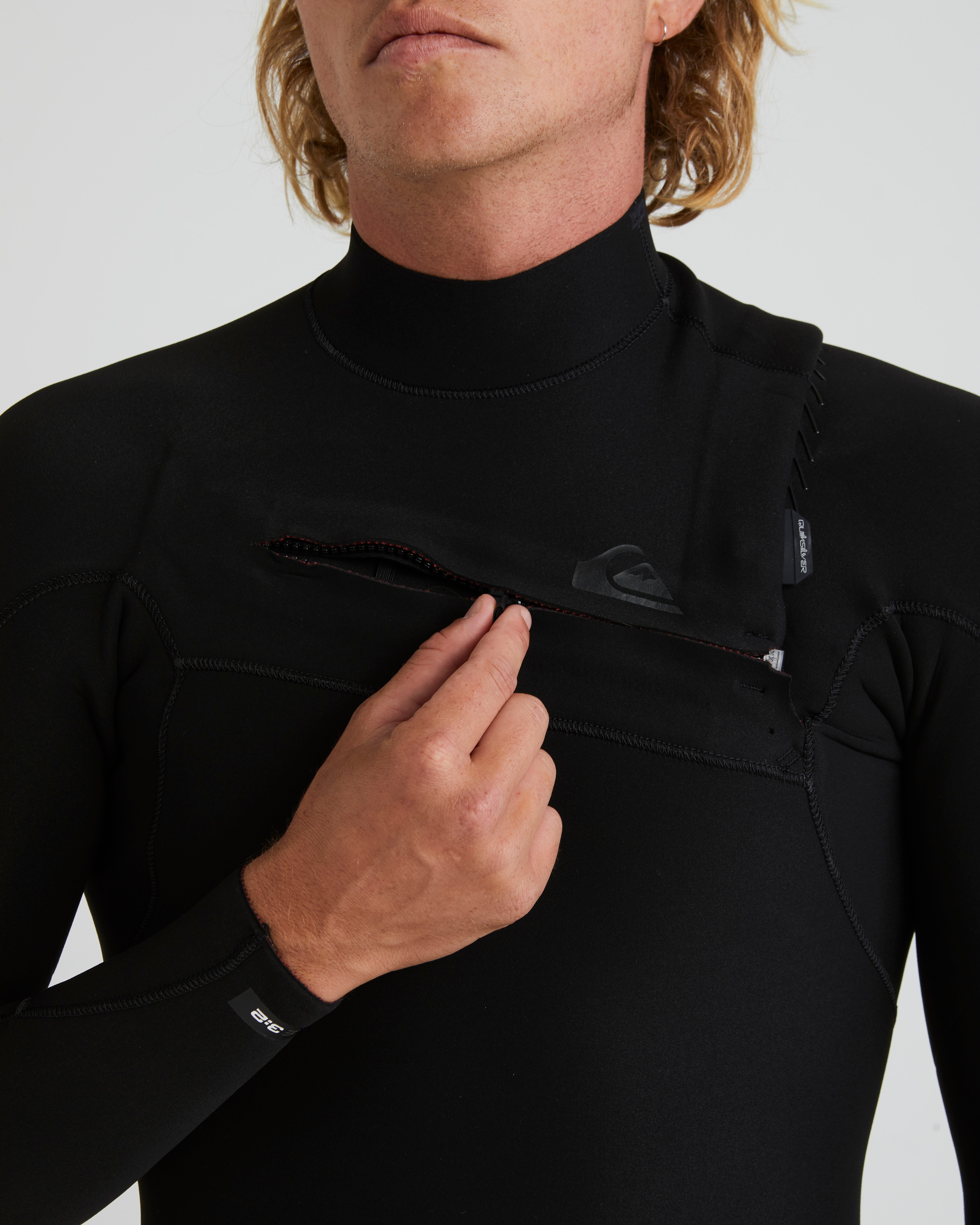 Mens 3/2mm Highline Chest Zip Wetsuit – Black – Quiksilver AU