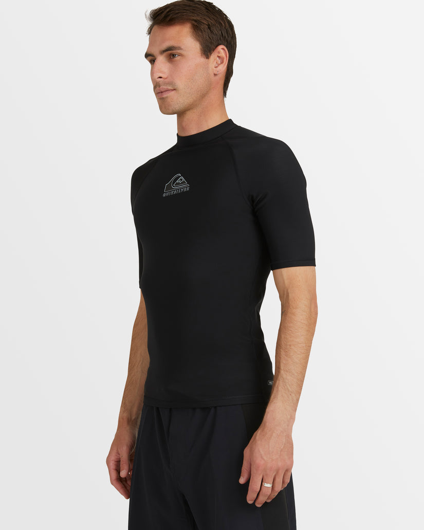 Mens Heater Short Sleeve Rash Vest - BLACK | Quiksilver