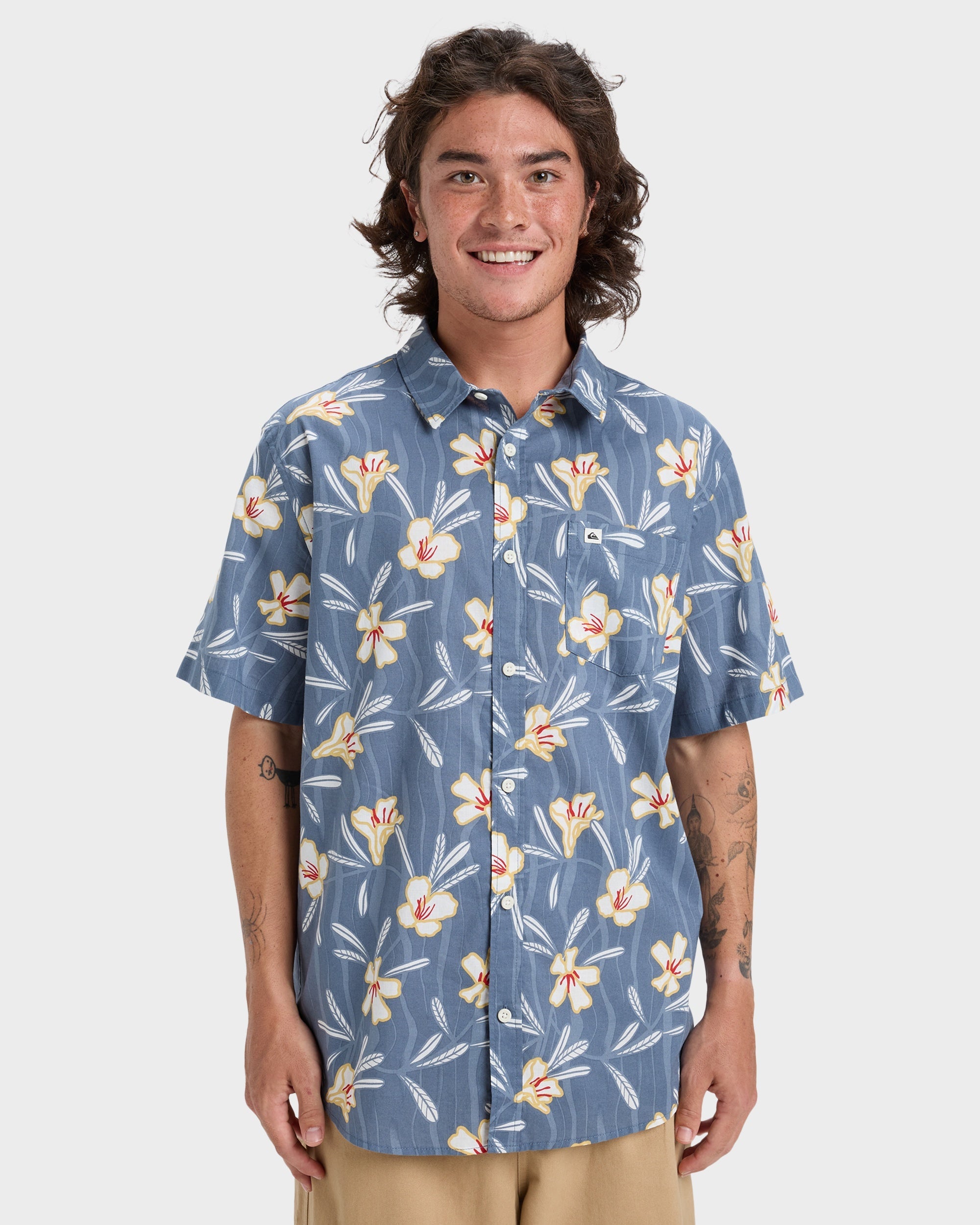 Mens Apero Classic Short Sleeve Shirt – China Blue Dusty Floral