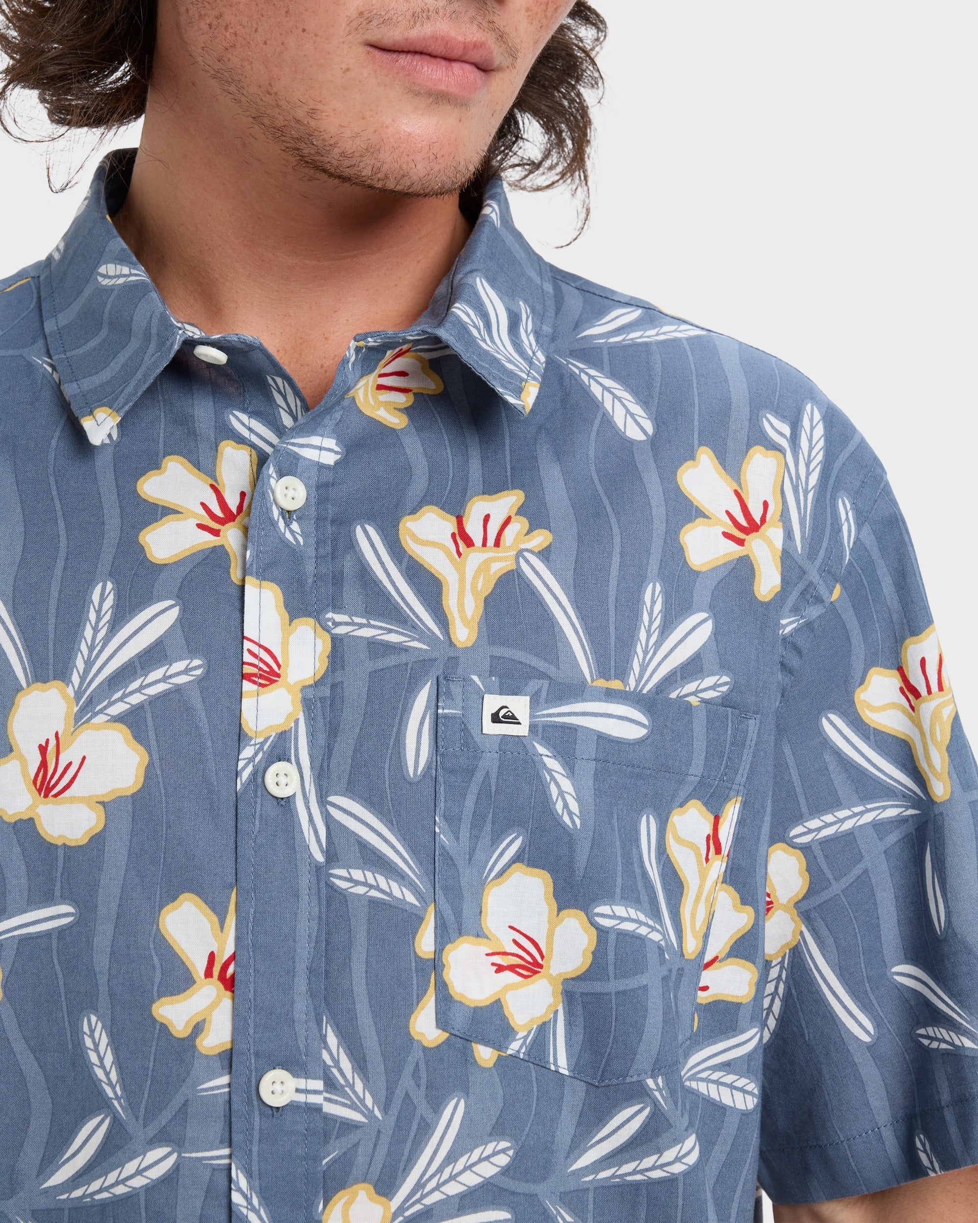 Mens Apero Classic Short Sleeve Shirt – China Blue Dusty Floral