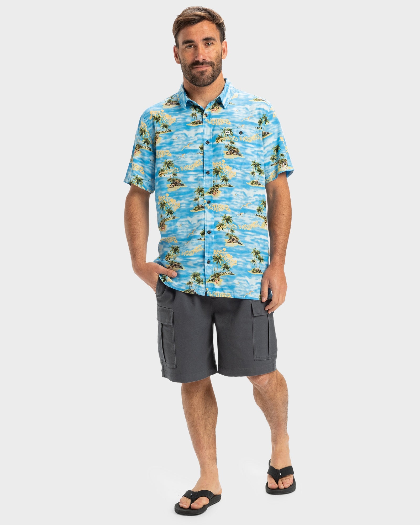 Mens Safe Paradise Short Sleeve Shirt – Blue Naturama 32x32