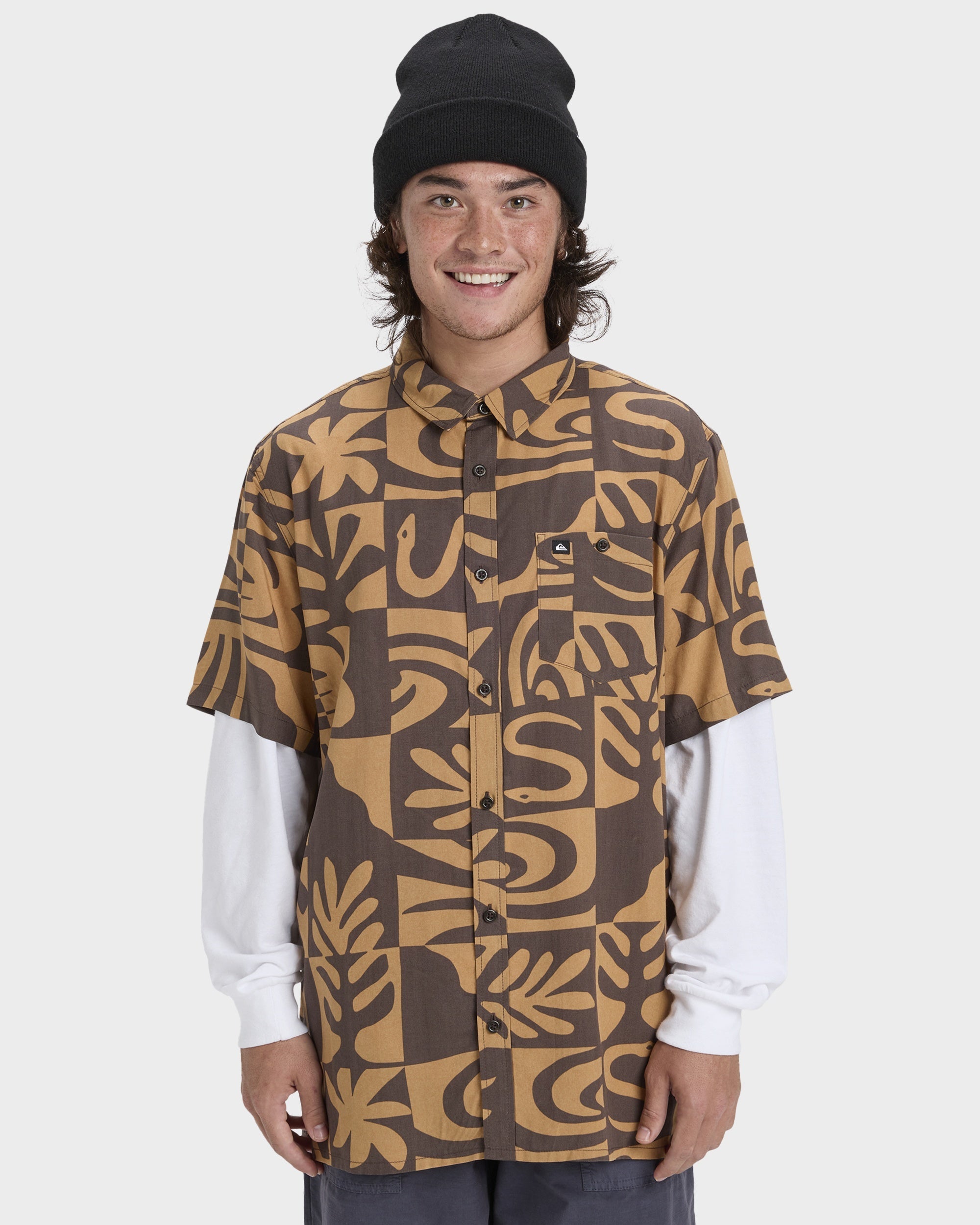 Mens Safe Paradise Short Sleeve Shirt – Almond Desert Checker