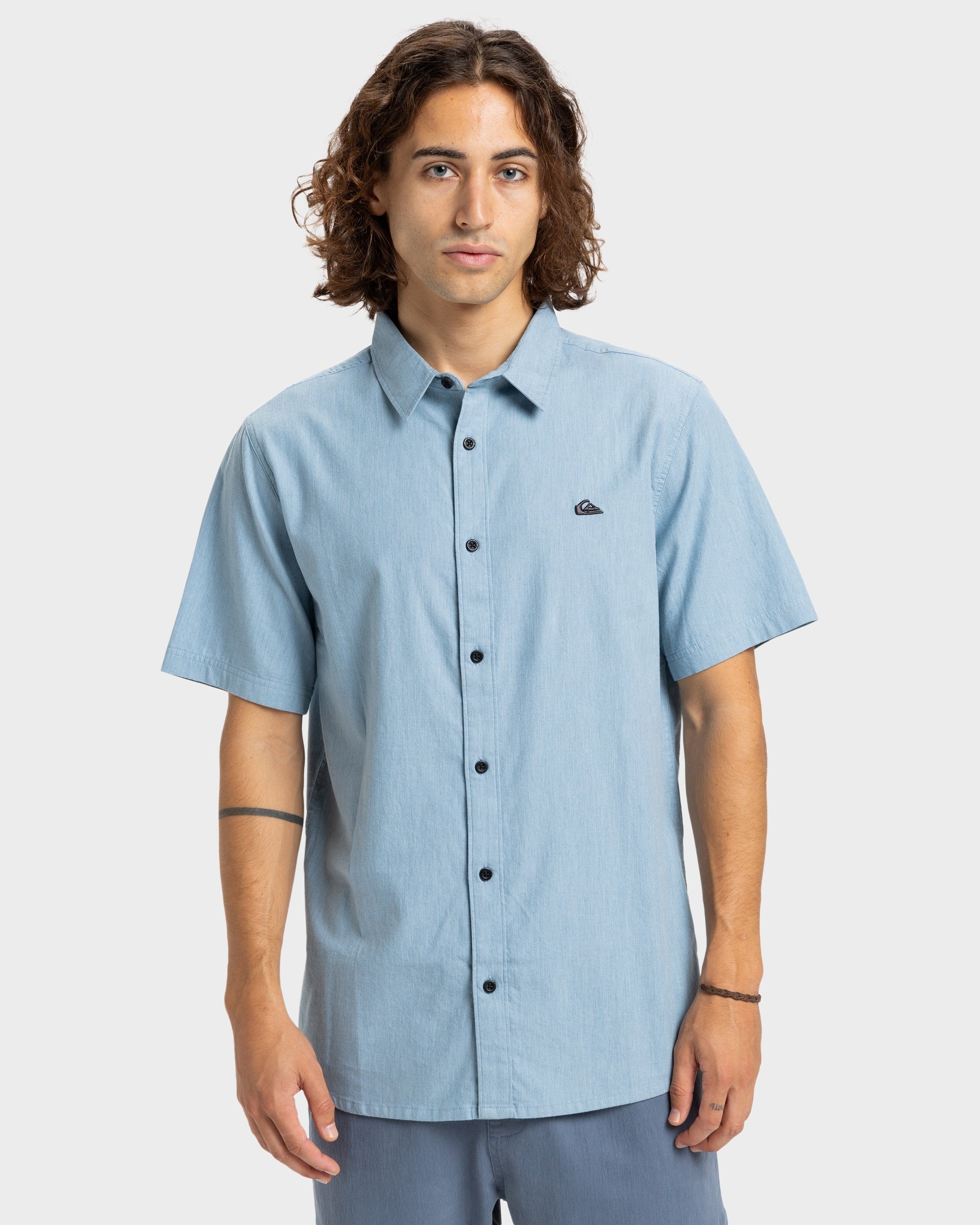 quicksilver dress shirts Mens Premium Stretch Short Sleeve Shirt – Ashley Blue – Quiksilver AU