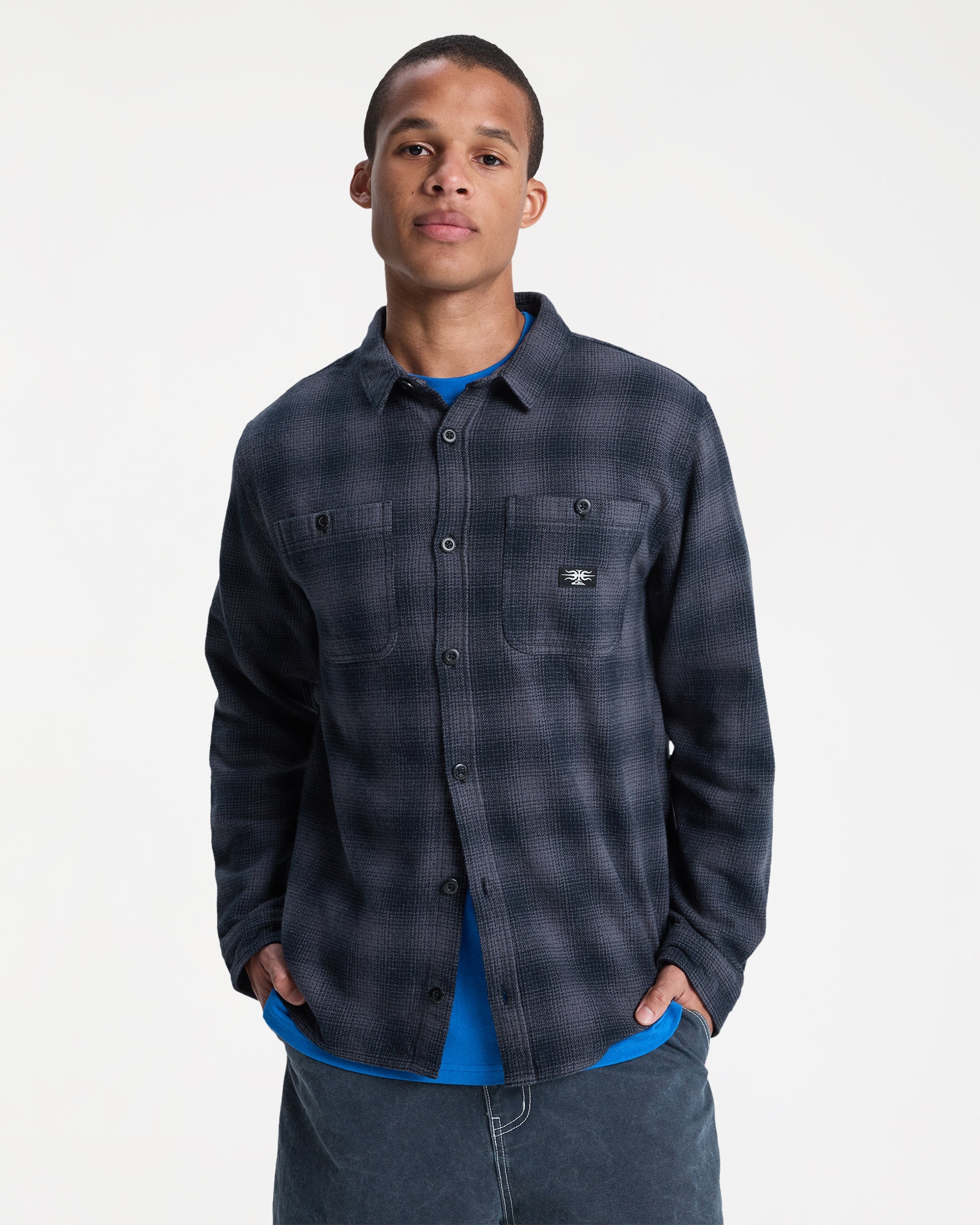 Mens Shady Times Long Sleeve Shirt – Shady Times Black – Quiksilver AU