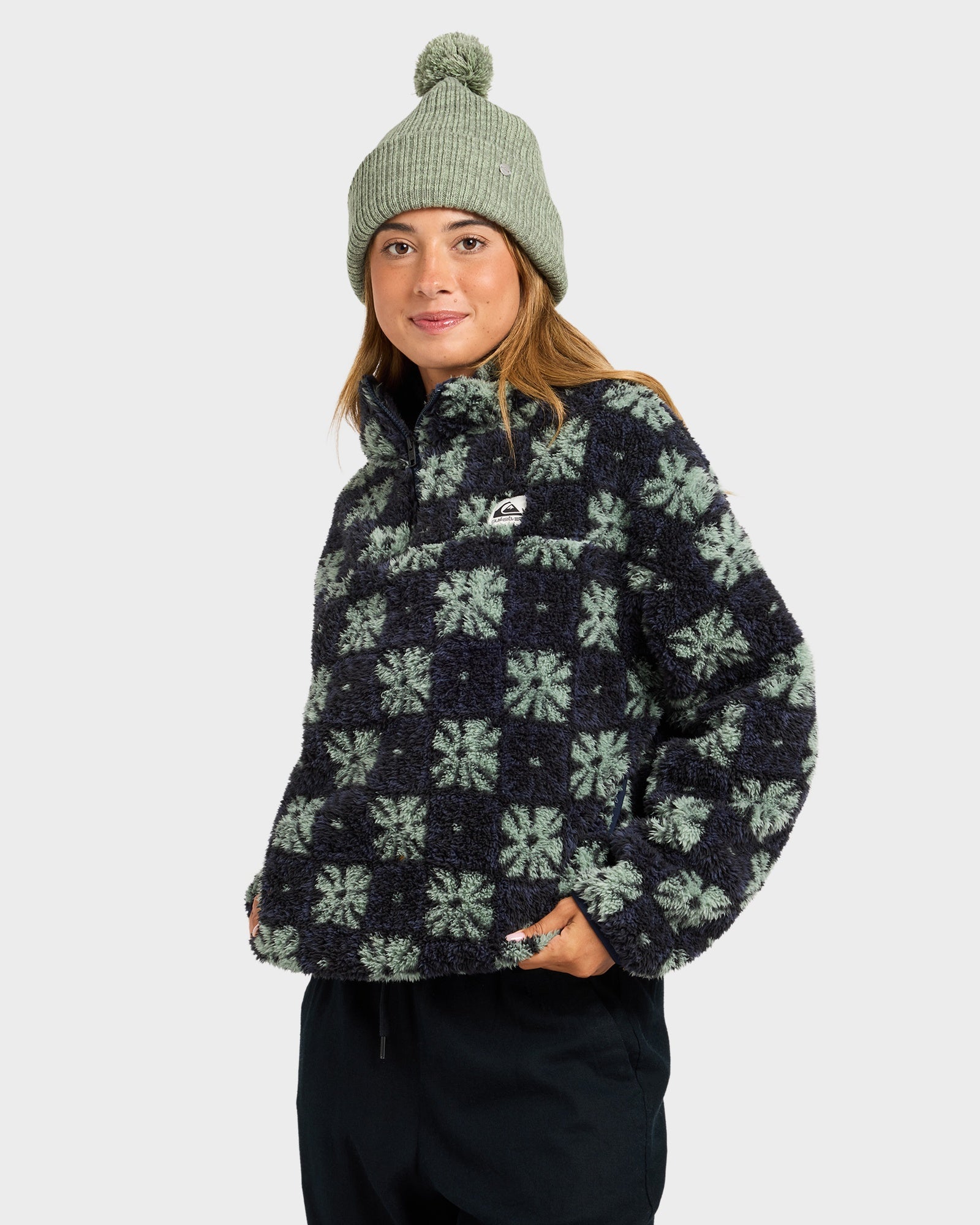 Womens Winter Sherpa Quarter zip Fleece Jumper