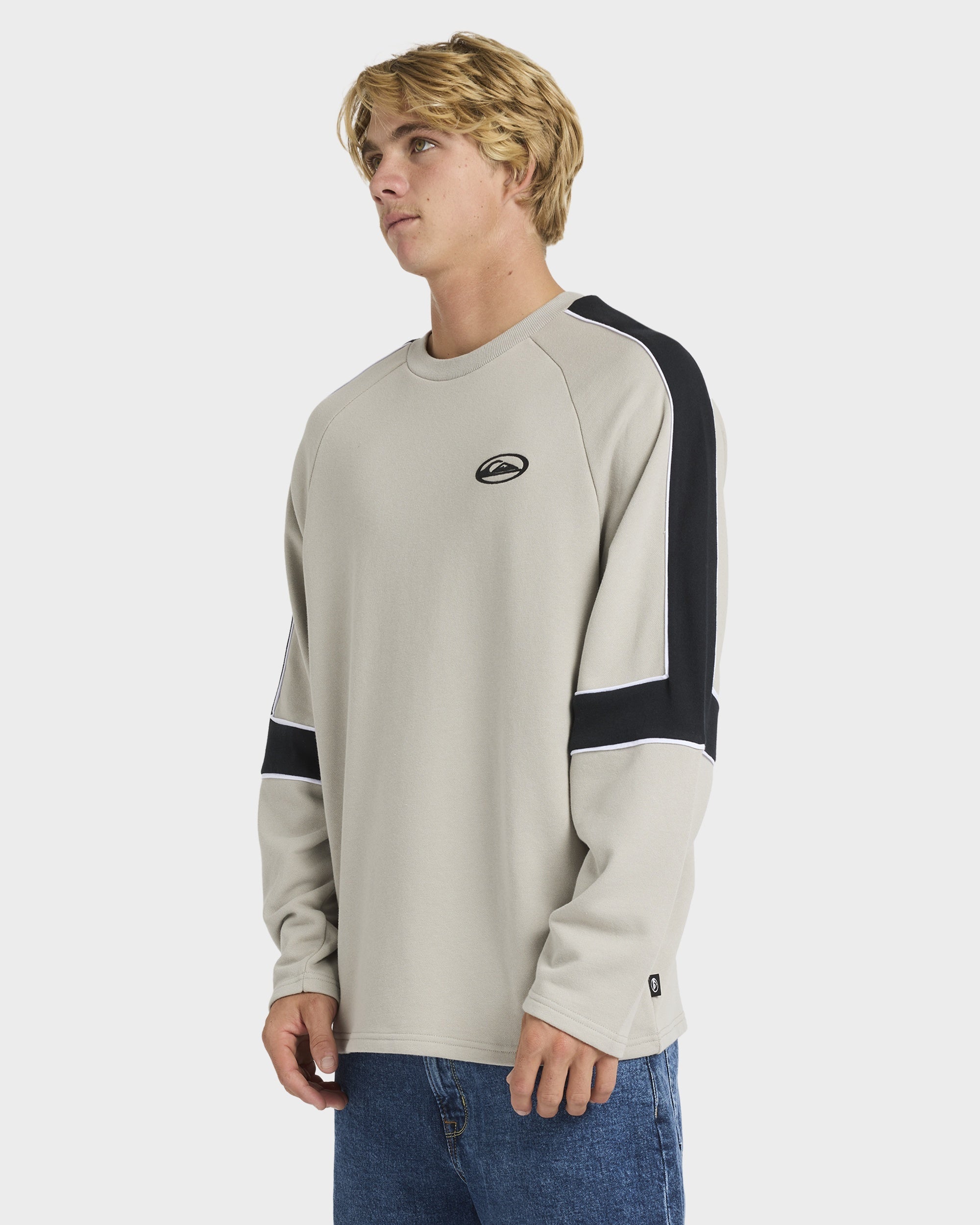 Mens Saturn Panel Crew Neck – Bone – Quiksilver AU