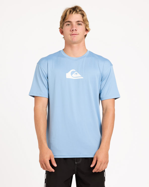 Mens Solid Streak UPF 50 Short Sleeve Surf Shirt