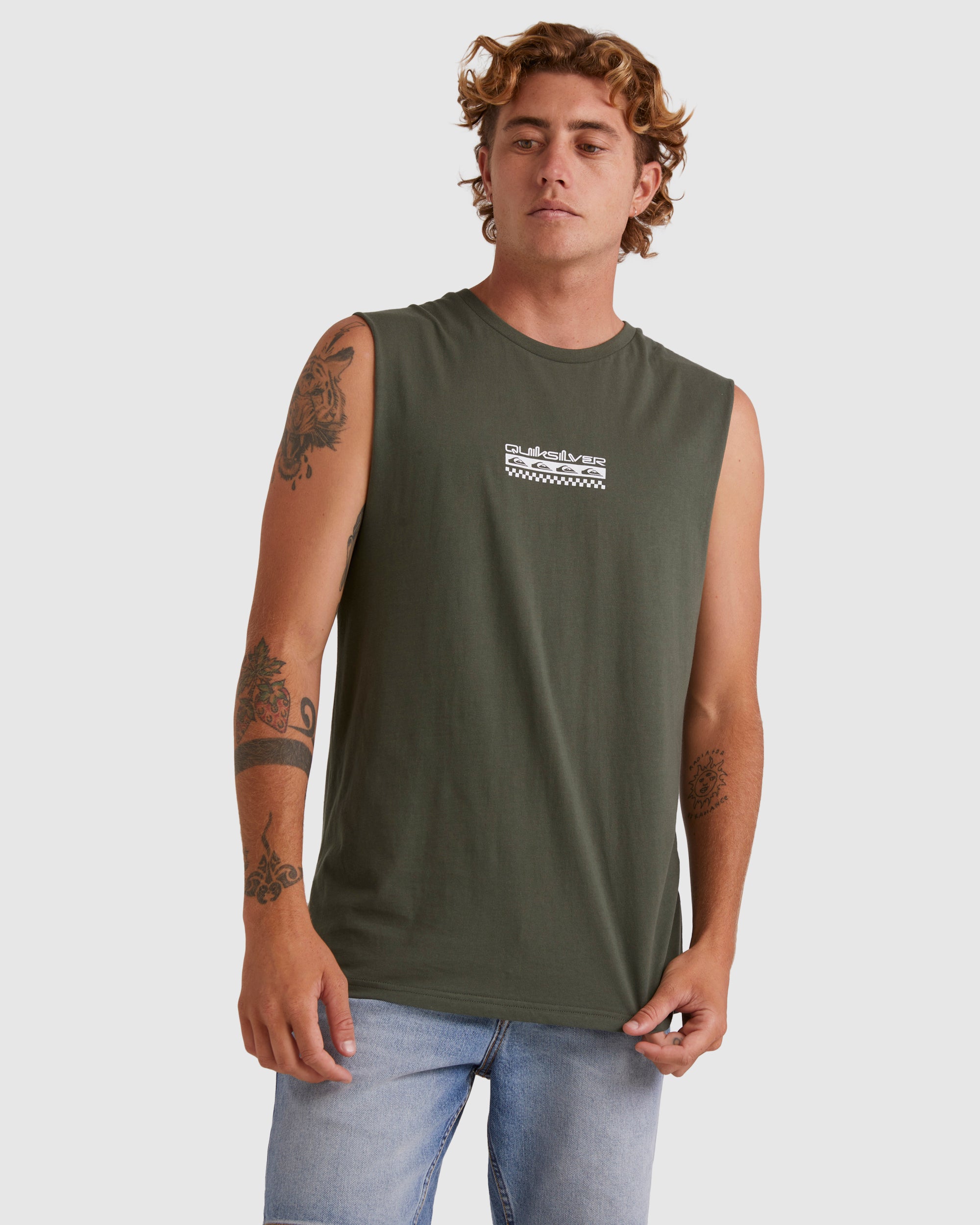 Mens Omni Check Turn Sleeveless Muscle T-Shirt