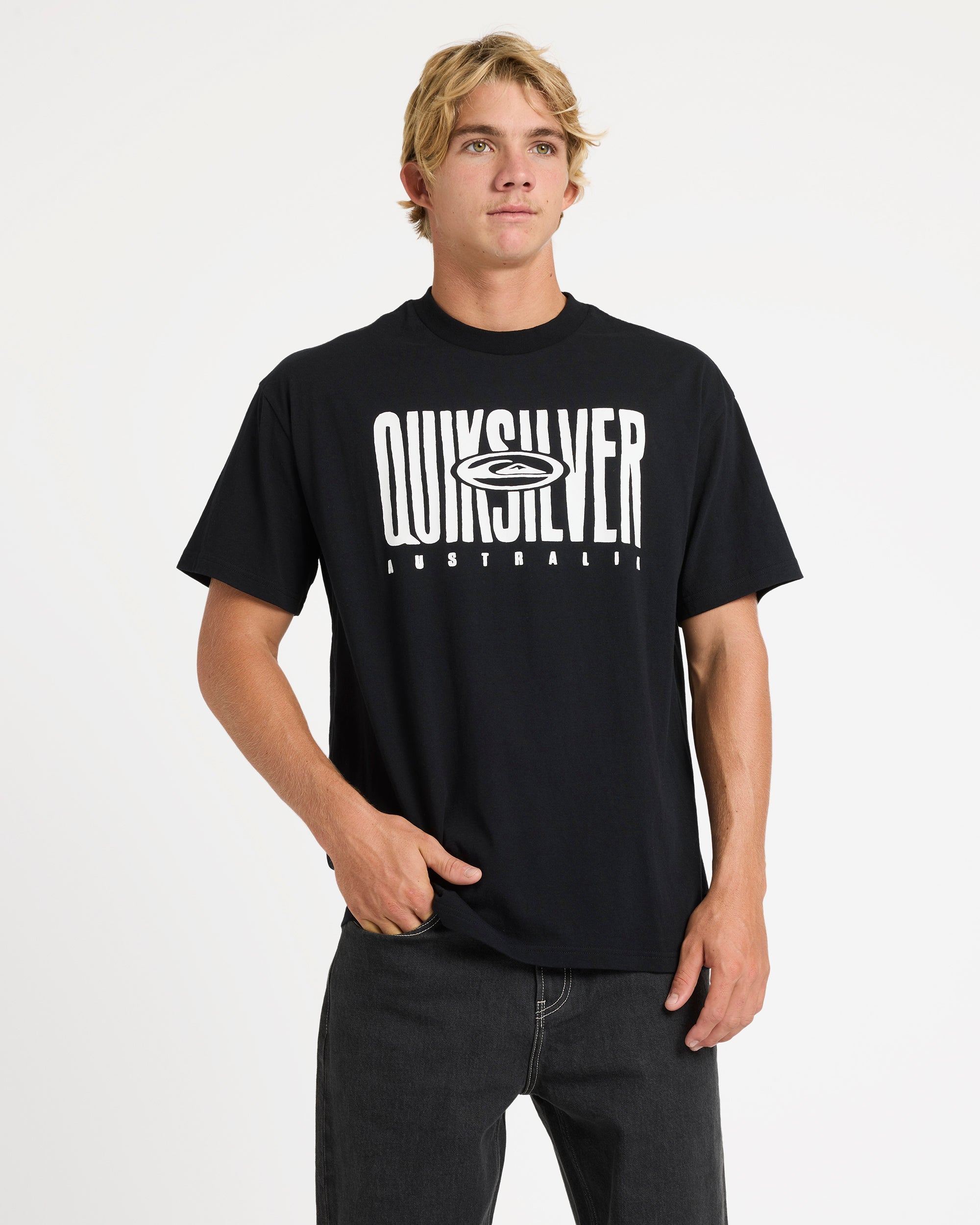 Mens Aus Stack T-Shirt – Black – Quiksilver AU