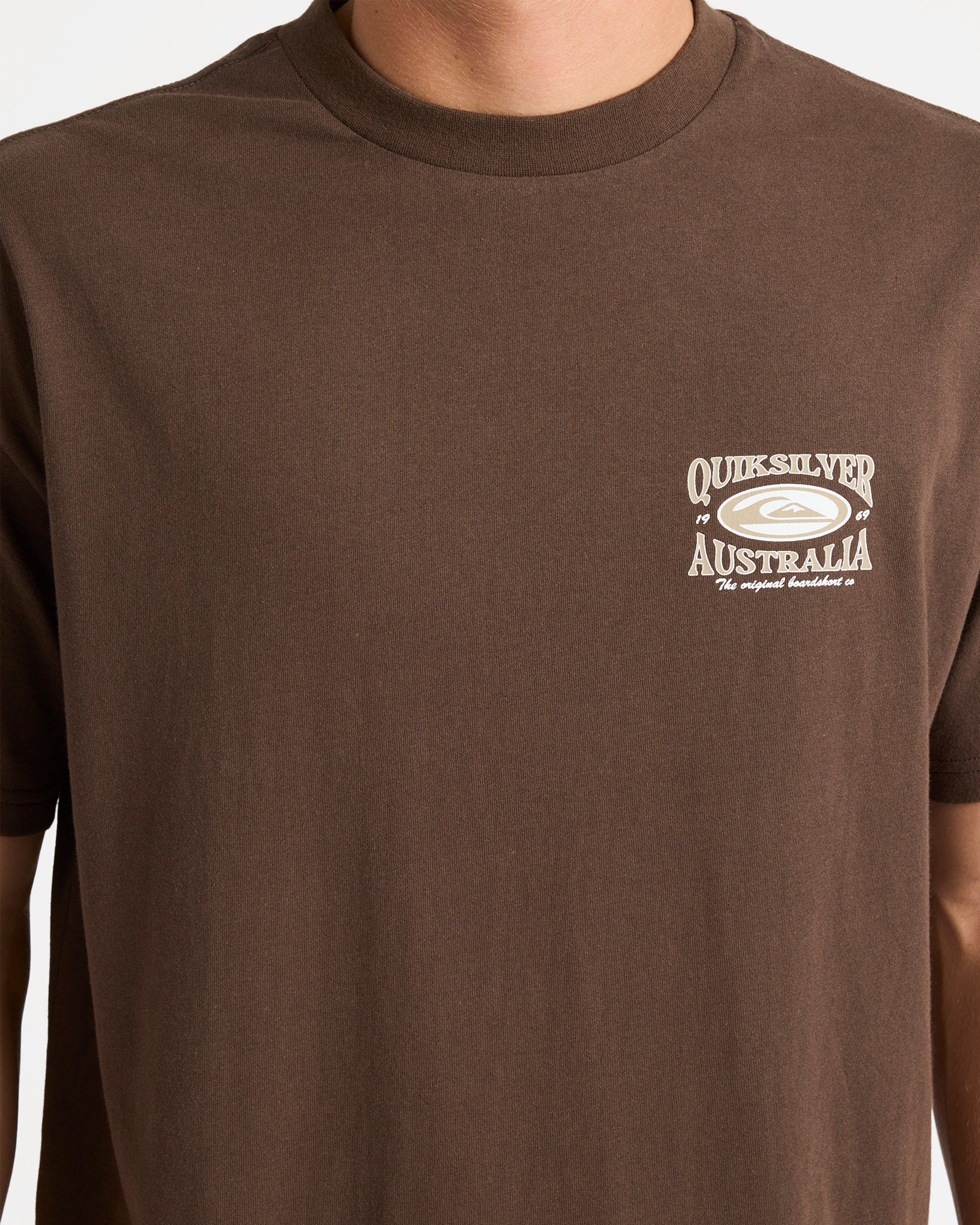 Mens Retro Lock Up T-Shirt – Chocolate Brown – Quiksilver AU